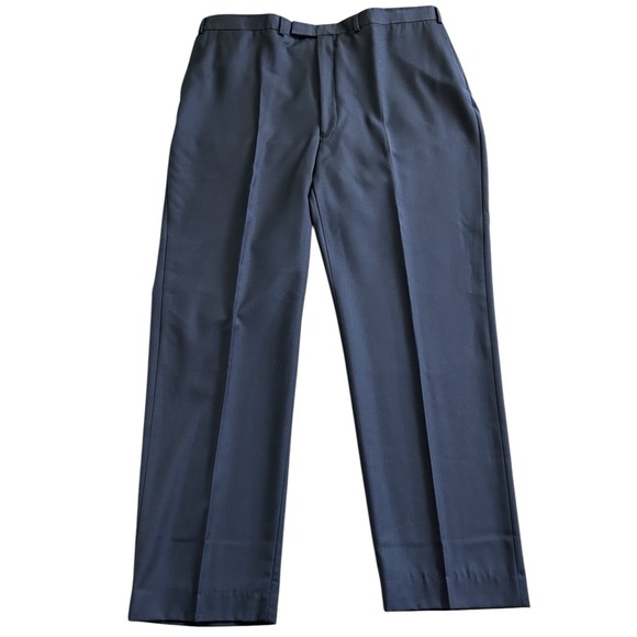 J.Ferrar Black Flat Front 100% Wool Lined Mens Dress Pants 42x33 - Picture 2 of 4